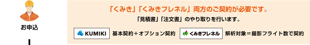 【お申込】「くみき」「くみきフレネル」両方のご契約が必要です。「見積書」「注文書」のやり取りを行います。