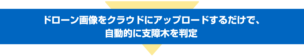 「くみきフレネル」ならドローン画像をクラウドにアップロードするだけで、自動的に支障木を判定